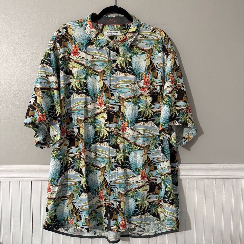 Tommy Bahama Men’s Short Sleeve Shirt Hawaiian Girls, Palms, Coconut Point XXXL
